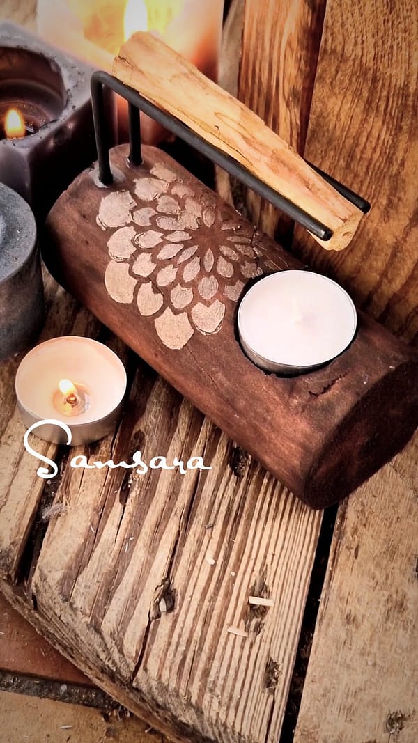 quemador palo santo con dibujo de mandala
